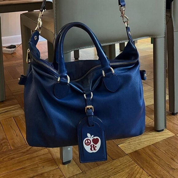 Mulberry New York Clipper Bag Blue Buffalo Leather Limited Edition Satchel Tote! - Picture 1 of 16